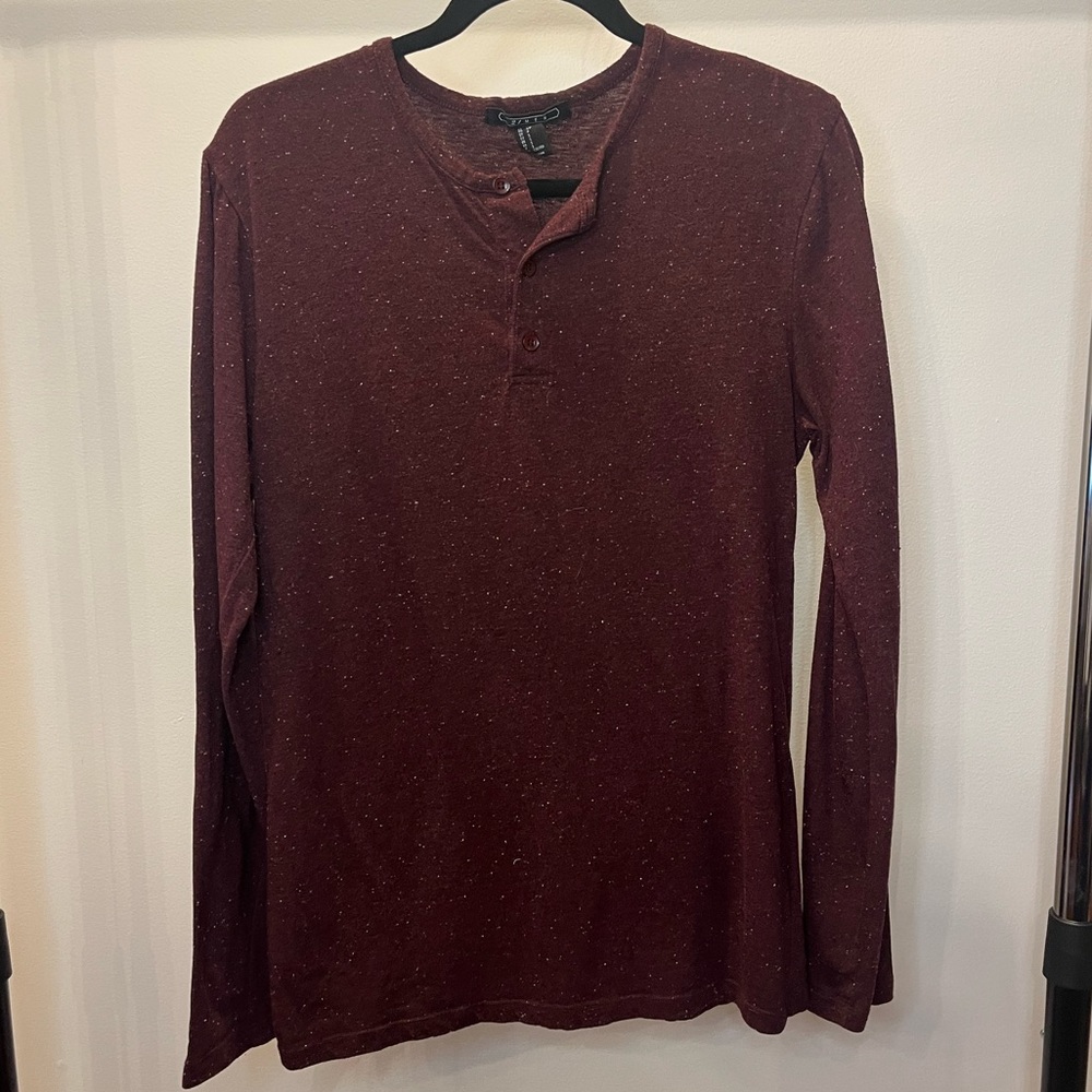 Men’s Maroon Long Sleeve Henley